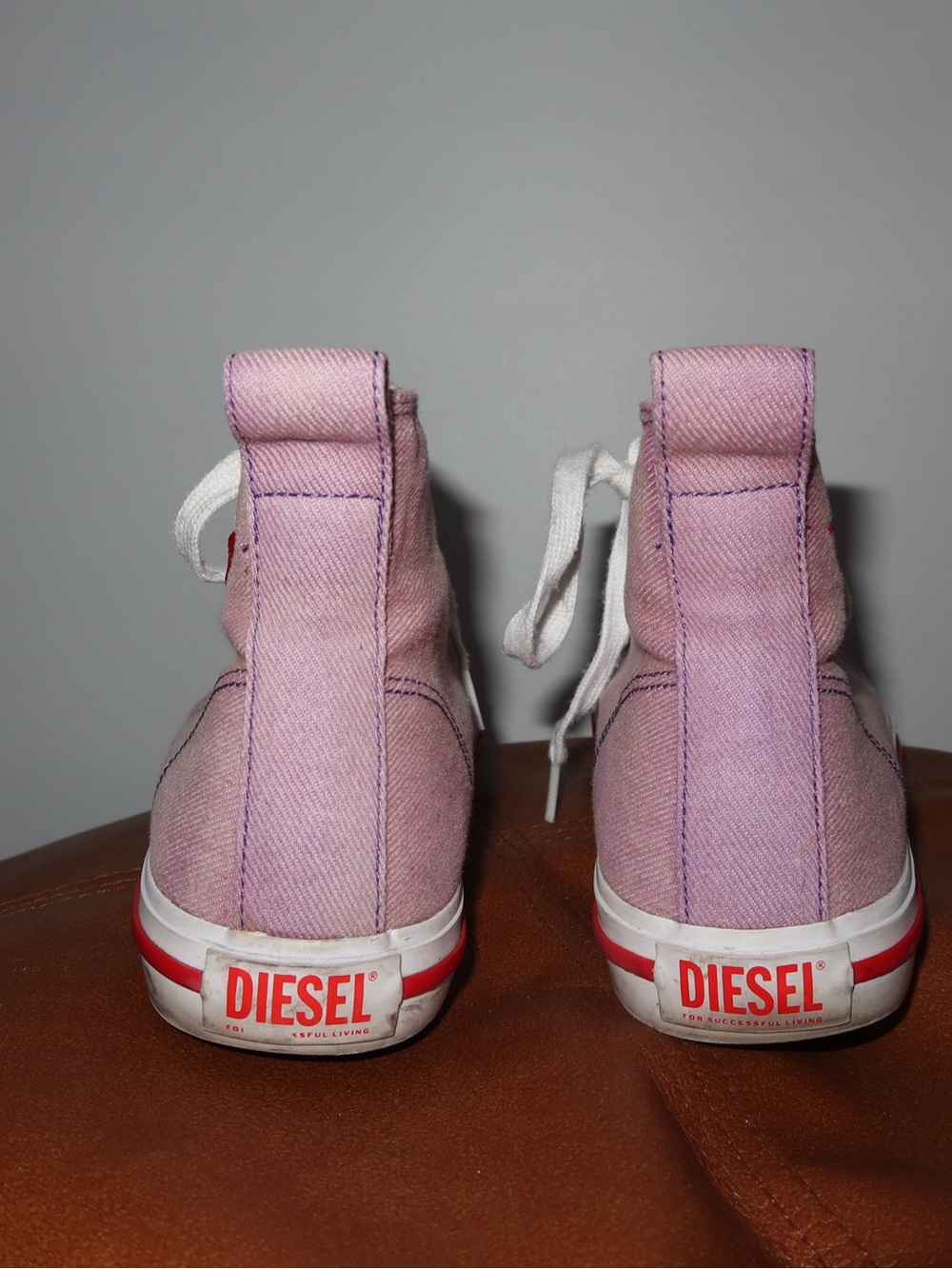 Diesel Pink High-Top Canvas Sneakers View 2